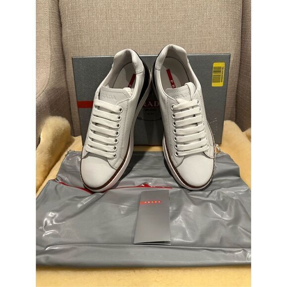 Prada Men’s low top leather sneaker white size 5,5 EU 38,5-39 - Picture 5 of 13